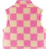 Kids Cropped Fleece Vest (Size 7-16), Pink & Cream Checkered - Vests - 5