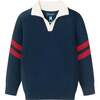 Kids Collared Sweater, Navy - Sweaters - 1 - thumbnail