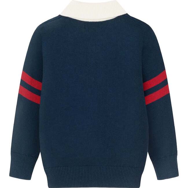 Kids Collared Sweater, Navy - Sweaters - 4