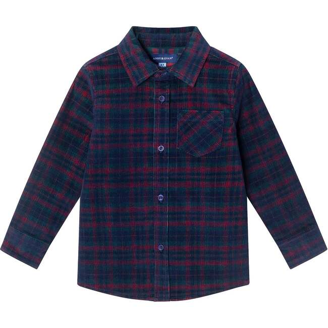 Kids Cord Buttondown, Red Plaid - Button Downs - 4