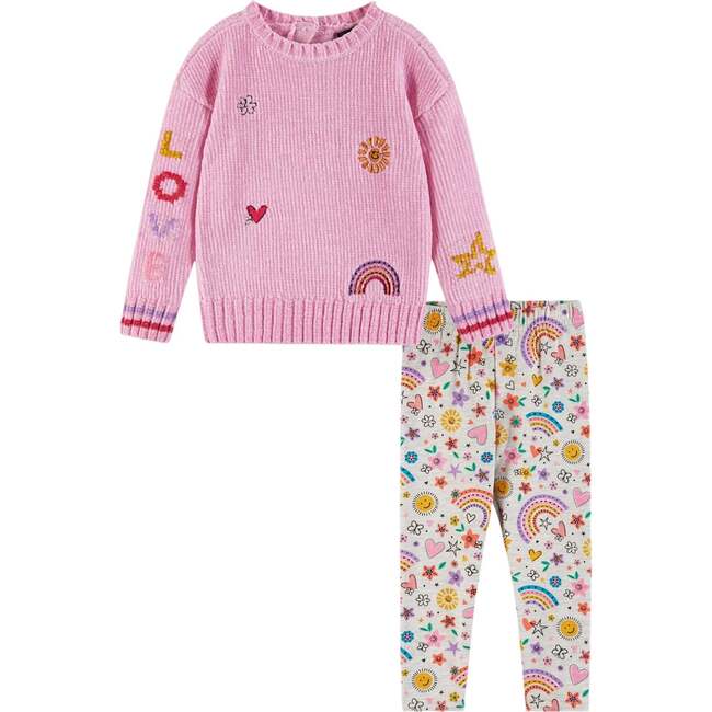 Kids Chenille Sweater & Printed Legging Set, Multicolor