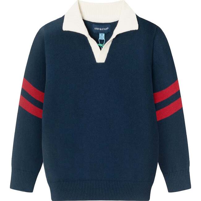 Kids Collared Sweater & Hybrid Pant, Navy & Cognac - Mixed Apparel Set - 2