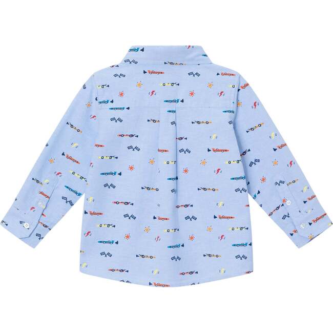 Kids Chambray Buttondown & Cognac Pant Set, Racecars - Mixed Apparel Set - 5