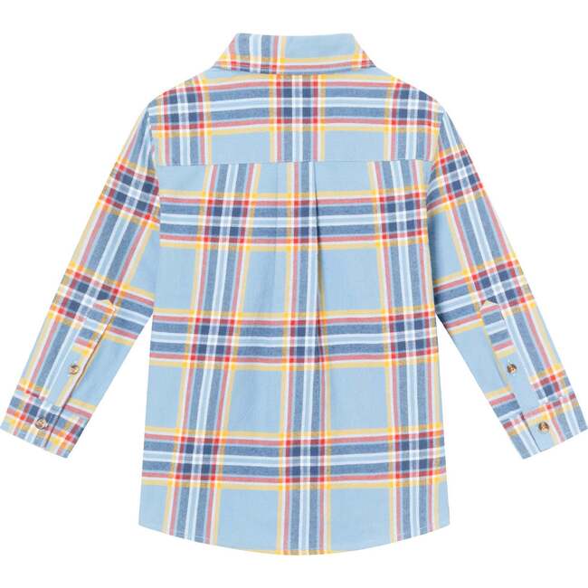 Kids Brushed Twill Buttondown, Blue Plaid - Button Downs - 4