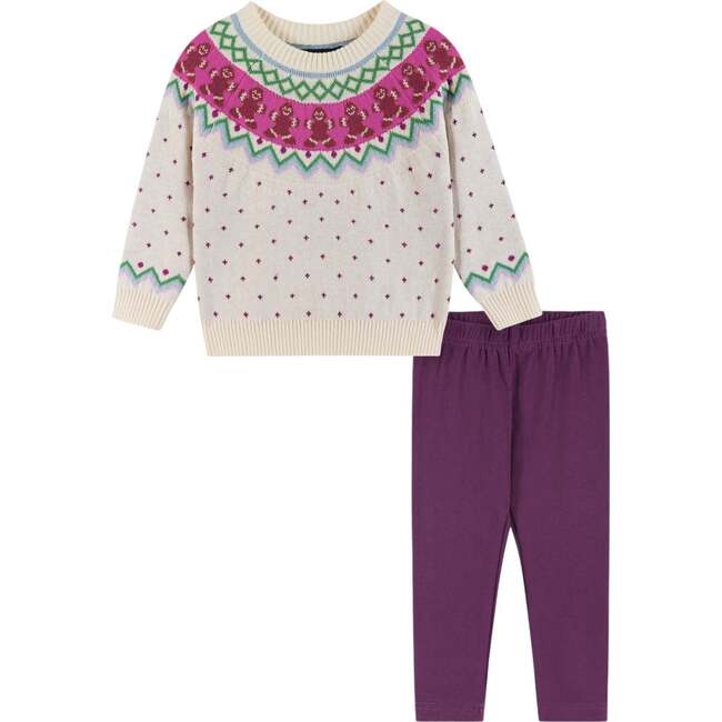 Infant White Fair Isle Sweater & Jegging Set, Gingerbread