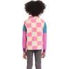 Kids Checkered Faux Fleece Vest, Pink - Vests - 4