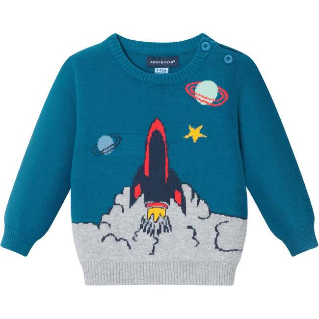 Infant Sweater Set, Teal Spaceship - Mixed Apparel Set - 3