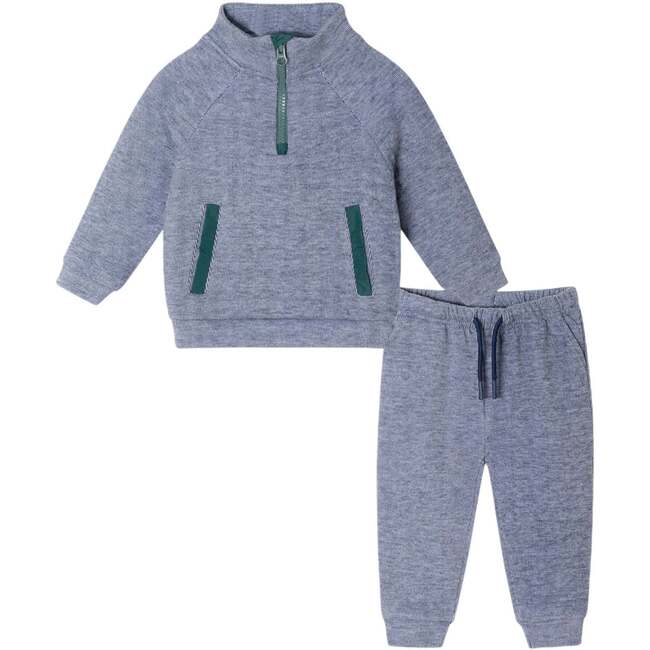 Infant Stretch Cord Sweatshirt & Pant Set, Navy Green - Mixed Apparel Set - 1