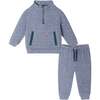 Infant Stretch Cord Sweatshirt & Pant Set, Navy Green - Mixed Apparel Set - 1 - thumbnail