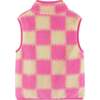 Kids Checkered Faux Fleece Vest, Pink - Vests - 5