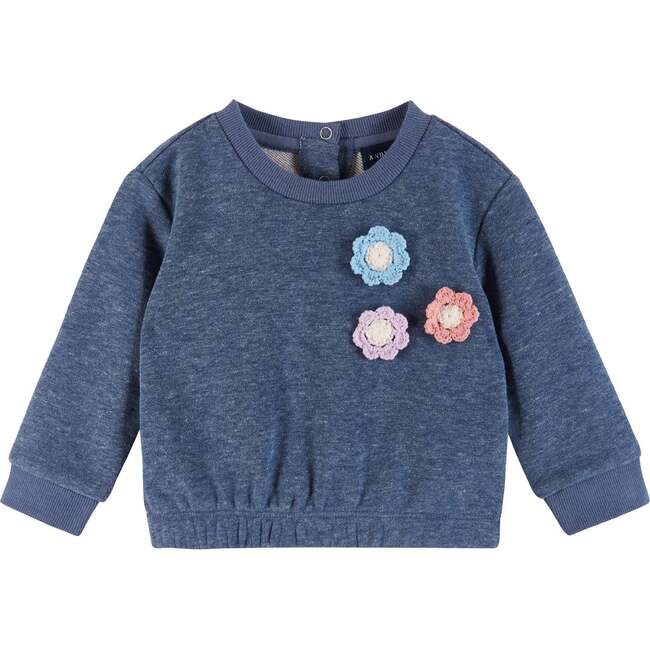 Infant Terry Crewneck & Dress Set, Navy Heather Flowers - Mixed Apparel Set - 3