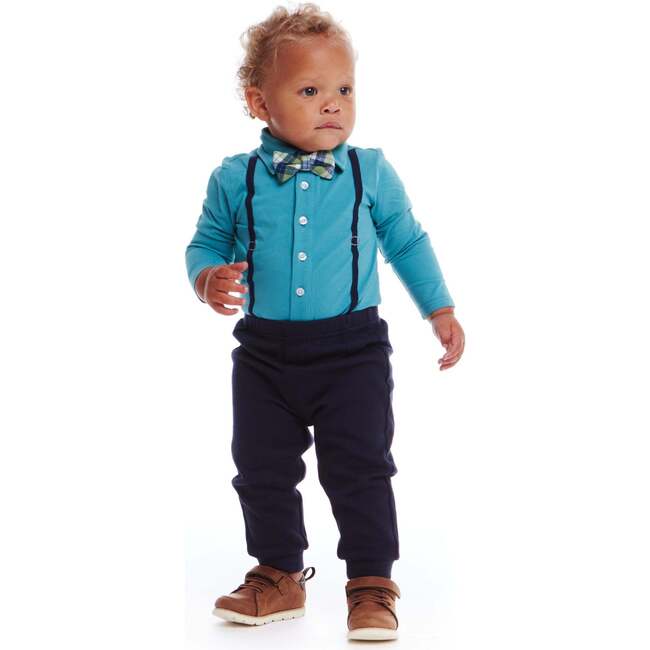 Infant Suspender ShirtzieÂ® & Pique Pant Set, Teal - Mixed Apparel Set - 3