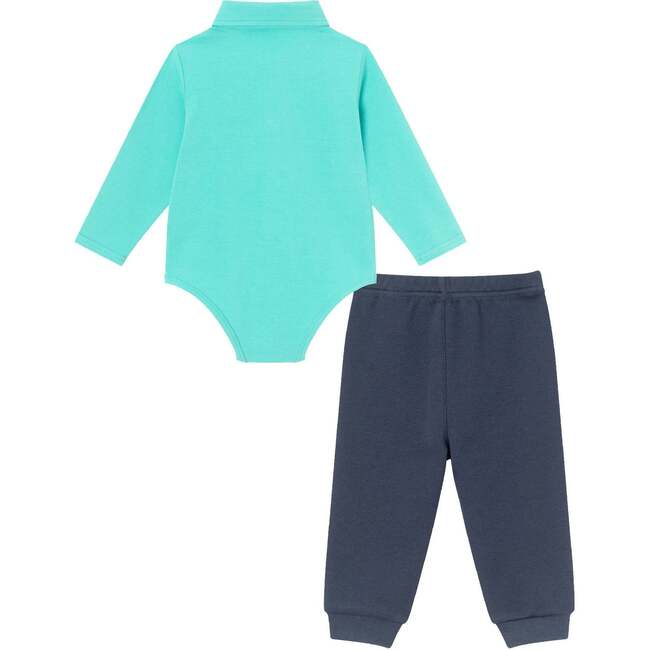 Infant Suspender ShirtzieÂ® & Pique Pant Set, Teal - Mixed Apparel Set - 4