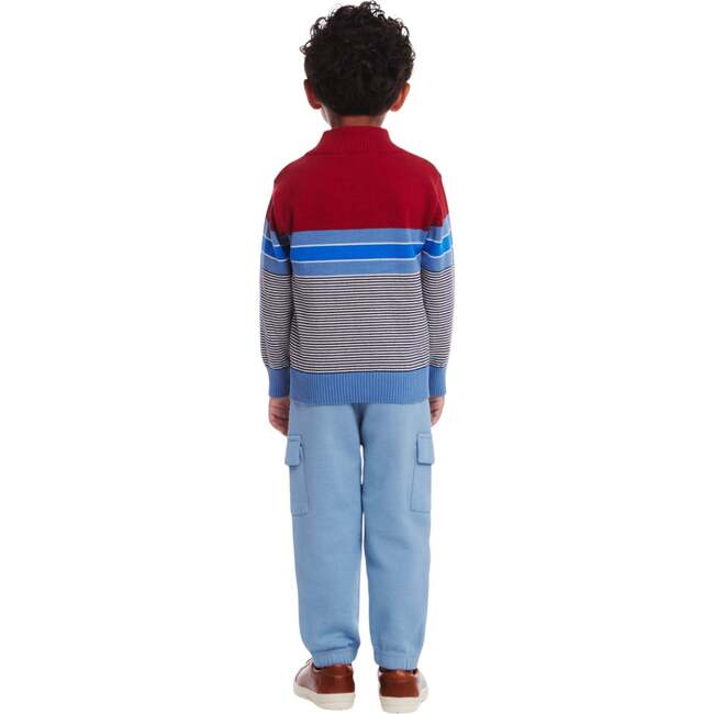 Kids Hooded Sweater & Jogger Set, Red Blue Stripes - Mixed Apparel Set - 4