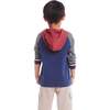 Kids Hooded Colorblocked Jersey Tee, Red Navy & Heater Grey - T-Shirts - 3