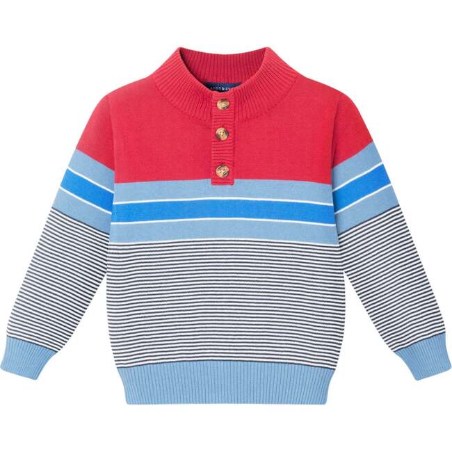 Kids Hooded Sweater & Jogger Set, Red Blue Stripes - Mixed Apparel Set - 6