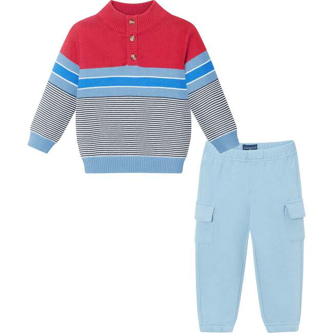 Infant Red/Blue Striped Sweater & Jogger Set - Mixed Apparel Set - 1