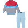 Infant Red/Blue Striped Sweater & Jogger Set - Mixed Apparel Set - 1 - thumbnail