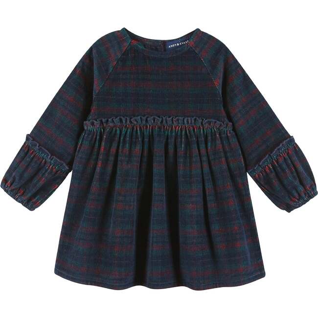 Infant Red Plaid Stretch Cord Ruffle Dress & Bloomer Set - Dresses - 3