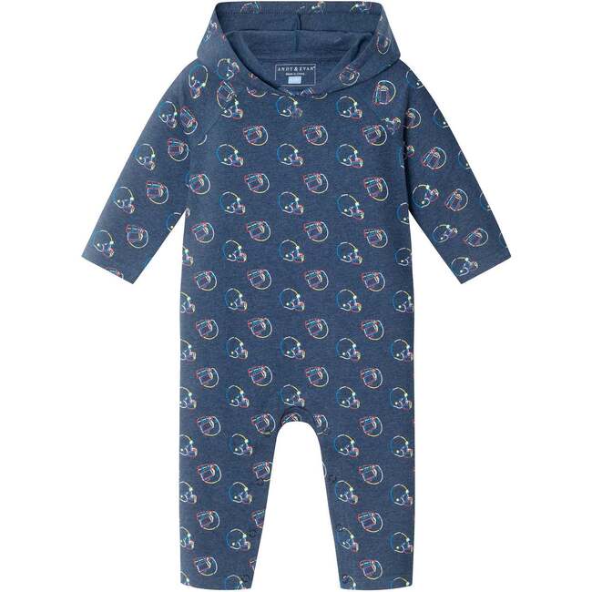 Infant Navy Hooded Romper, Navy Football