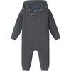 Infant Hooded Toggle Sweater Romper, Charcoal - Rompers - 1 - thumbnail