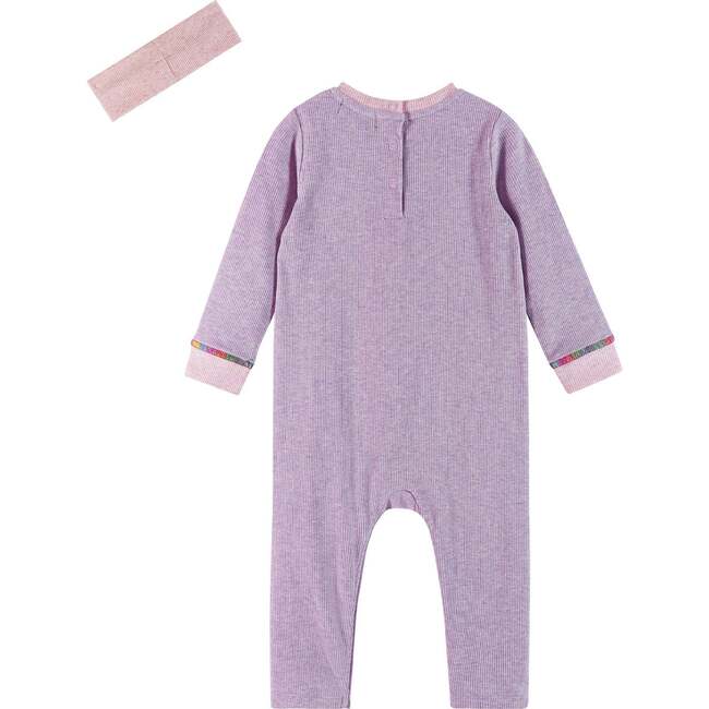 Infant Lavendar Long Sleeve Romper Set, Smiley Graphic - Rompers - 4