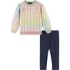 Infant Ombre Rainbow Houndstooth Sweater W/puff Sleeves & Legging Set - Mixed Apparel Set - 1 - thumbnail