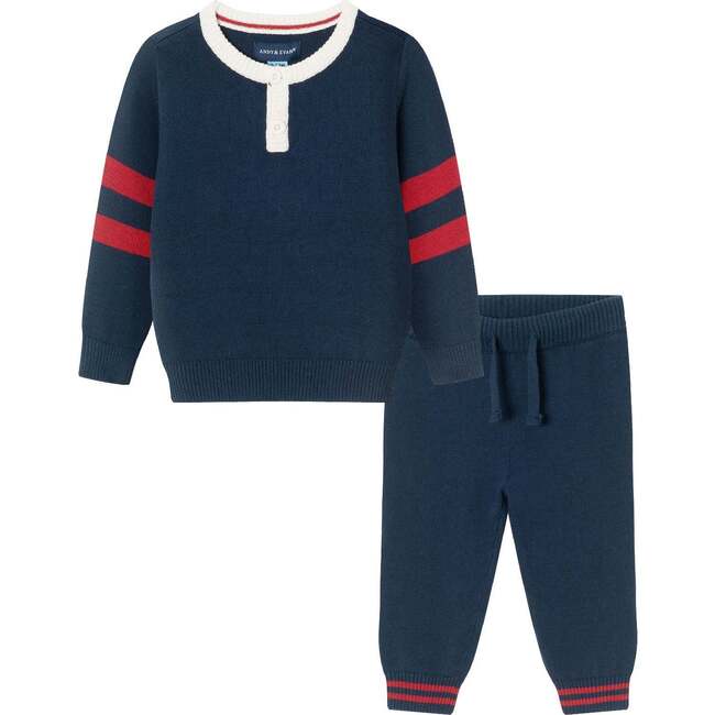 Infant Knit Henley Sweater & Pants Set, Navy