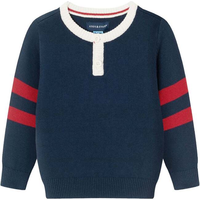 Infant Knit Henley Sweater & Pants Set, Navy - Mixed Apparel Set - 4