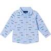 Infant Blue Chambray Buttondown Shirt, Racecars - Button Downs - 1 - thumbnail