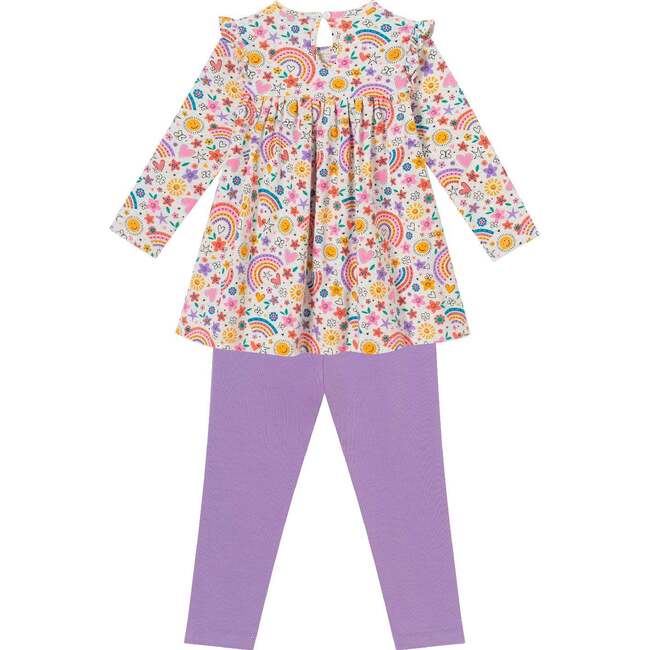 Infant Rainbow Printed Babydoll Dress w/Purple Legging - Mixed Apparel Set - 6