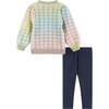 Infant Ombre Rainbow Houndstooth Sweater W/puff Sleeves & Legging Set - Mixed Apparel Set - 4