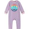 Infant Lavendar Long Sleeve Romper Set, Smiley Graphic - Rompers - 7