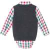 Infant 4-Piece Sweater Vest Set, Charcoal White Plaid - Mixed Apparel Set - 4