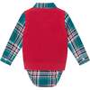 Infant 4-Piece Buttondown & Sweater Vest Set, Checkered Maroon - Mixed Apparel Set - 4