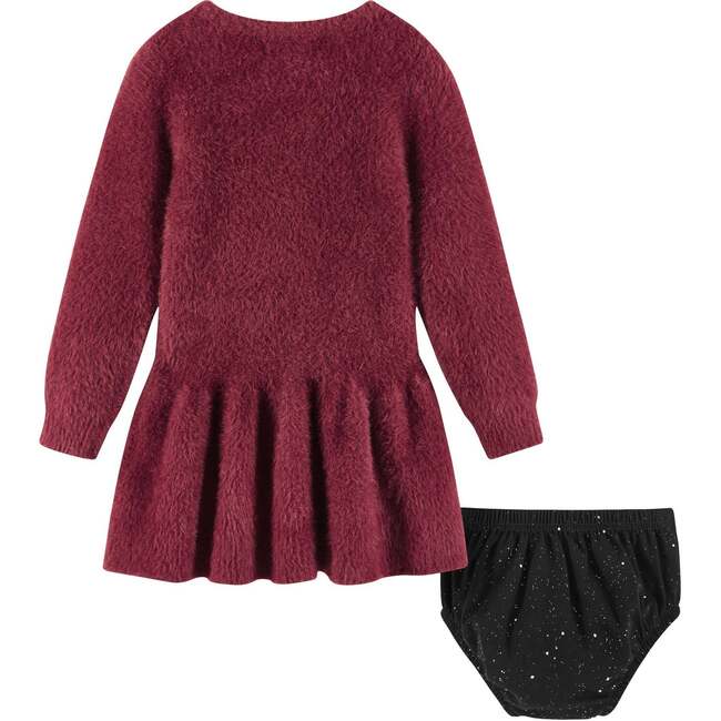 Infant 2-Piece Eyelash Sweater Dress & Bow Set, Red - Sweaters - 3