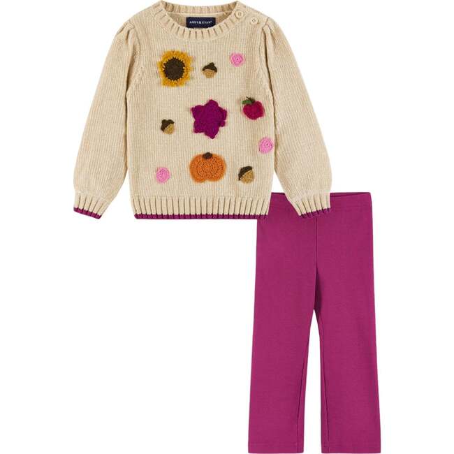 Infant 2-Piece Chenille Sweater & Glitter Legging Set, Fall Themed