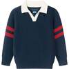 Infant 2-Piece Collared Sweater & Hybrid Pant, Navy & Cognac - Mixed Apparel Set - 3