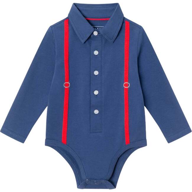 Infant 2-Piece Suspender ShirtzieÂ® & Faux Denim Terry Pant, Navy - Mixed Apparel Set - 7