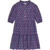 Heather Floral Print Ruffle Sleeve Dropwaist Popover Dress, Pink & Navy - Dresses - 1 - thumbnail