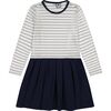 Girls Francesca Mini Striped Bateau Neck Dropwaist Dress, Navy - Dresses - 1 - thumbnail