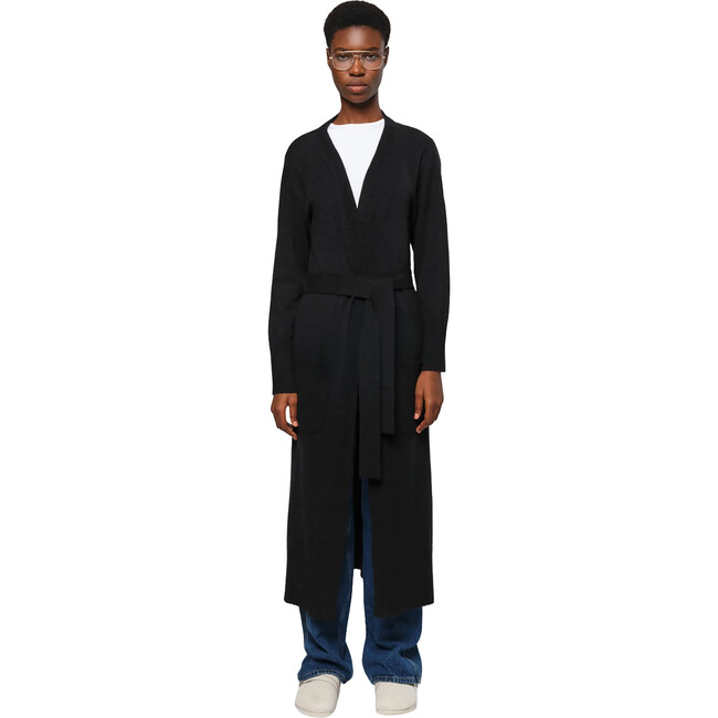 Alessi Doux Knit Duster Non-Closure Removable Belt Cardigan, Noir