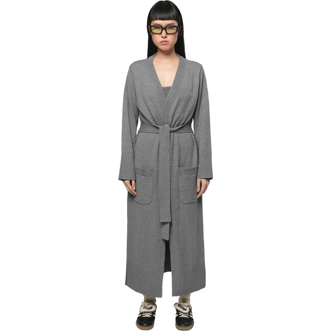 Alessi Doux Knit Duster Non-Closure Removable Belt Cardigan, Slate