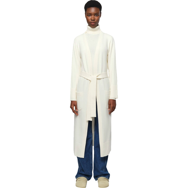 Alessi Doux Knit Duster Non-Closure Removable Belt Cardigan, Cream