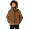 Kids Goldie Pluche™ Hooded Tiered Short Coat, Camel - Coats - 4