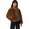 Kids Elis Pluche™ Fauz Seude Spread Collar Short Coat, Leopard - Coats - 4