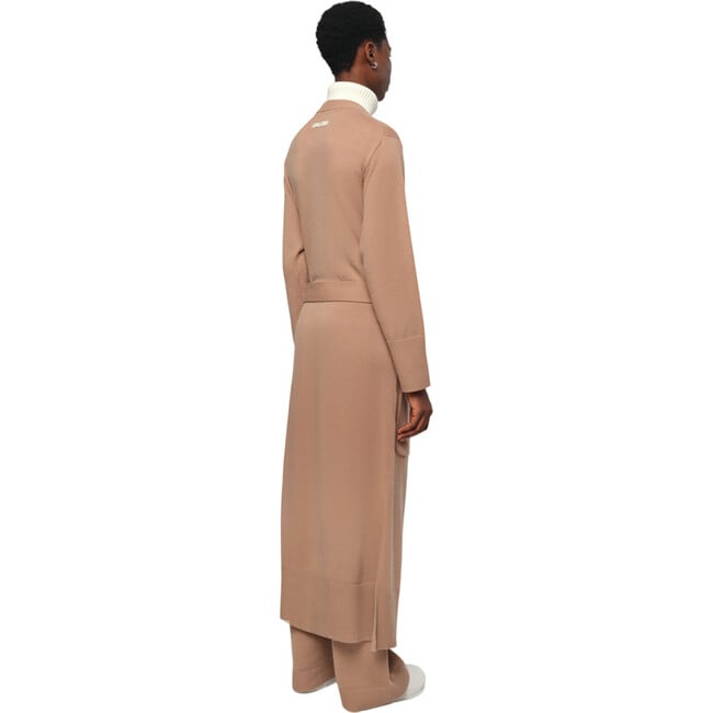 Alessi Doux Knit Duster Non-Closure Removable Belt Cardigan, Beige - Cardigans - 3