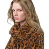 Women's Elis Pluche™ Fauz Seude Spread Collar Short Coat, Leopard - Coats - 4