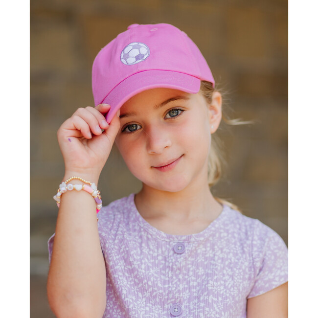 Soccer Bow Baseball Hat, Magenta - Hats - 4