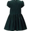 Tartan Velvet Bow Front Short Puff Sleeve Drop-Waist Skirt Dress, Green - Dresses - 2